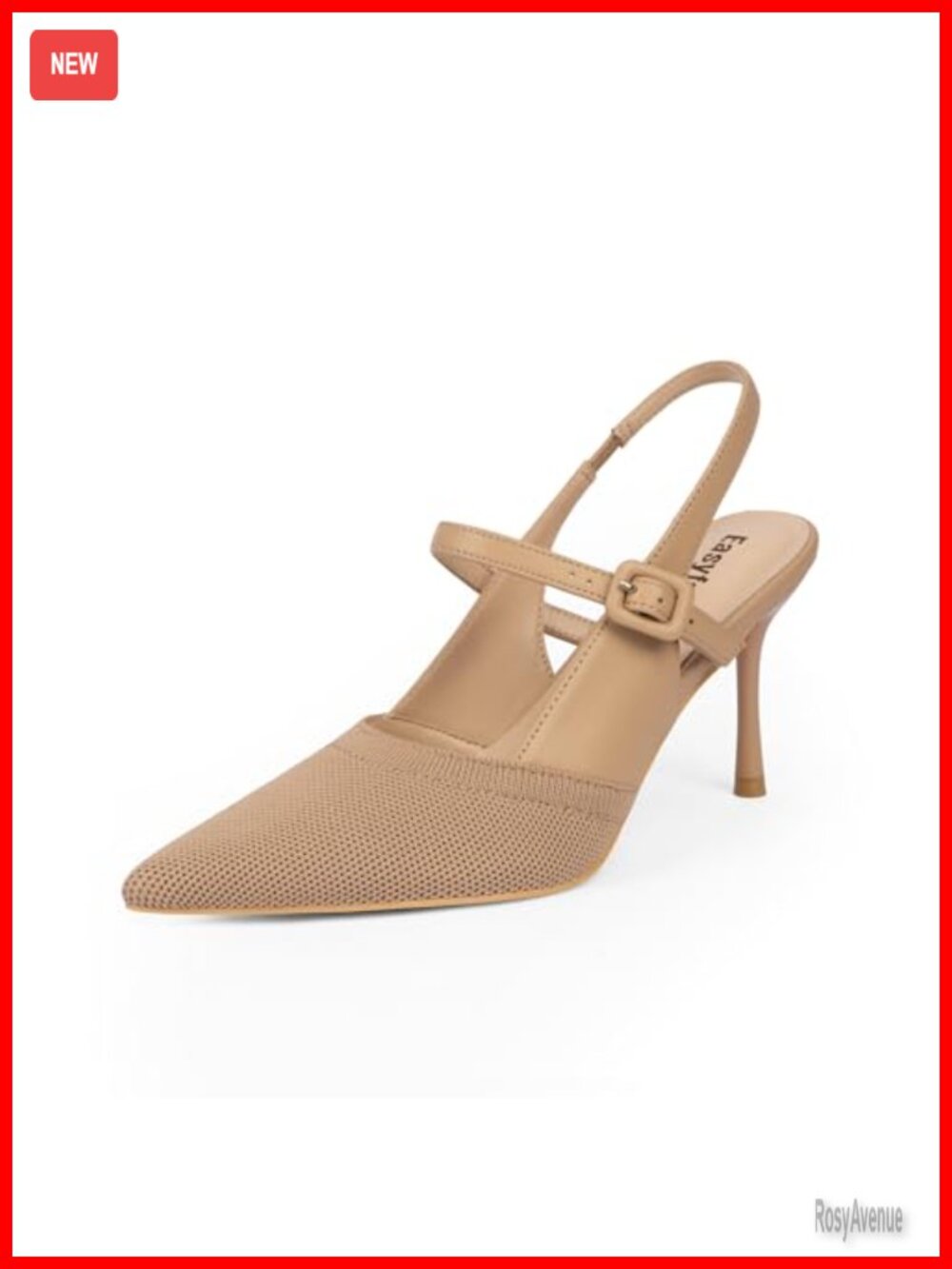 Easyfox Knit Leather Slingback Stiletto Closed Toe Heels Wedding Dress Pumps
